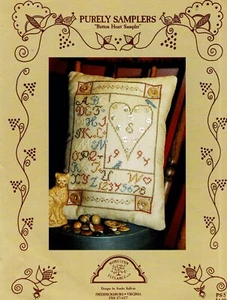 PURELY SAMPLERS-BUTTON HEART SAMPLER-CROSS STITCH-HOMESPUN ELEGANCE- 1994 - Picture 1 of 1