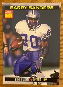 BARRY SANDERS, RARE '99 SPORTS ILLUSTRATED FOR KIDS CARD, FOOTBALL STAR ! COOL