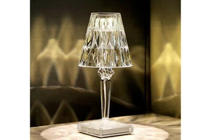 Lampada Tavolo Diamantata Ricaricabile USB Effetto Cristallo Luce Decorativa - Foto 1 di 6