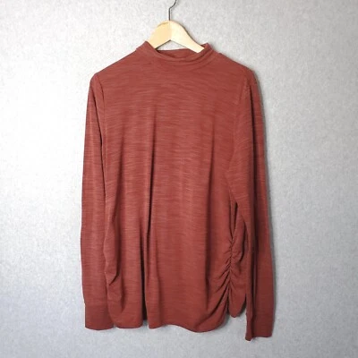 Camiseta Torrid Active gola simulada lados franzidos manga longa tamanho 1X vermelha/laranja  - Imagem 1 de 4