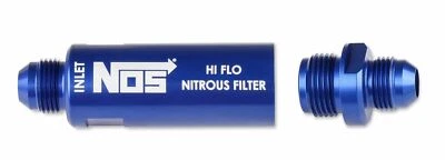 NOS 15557NOS NOS In-Line Hi-Flow Nitrous Filter, 6AN (Blue Anodized) - Image 1 of 4