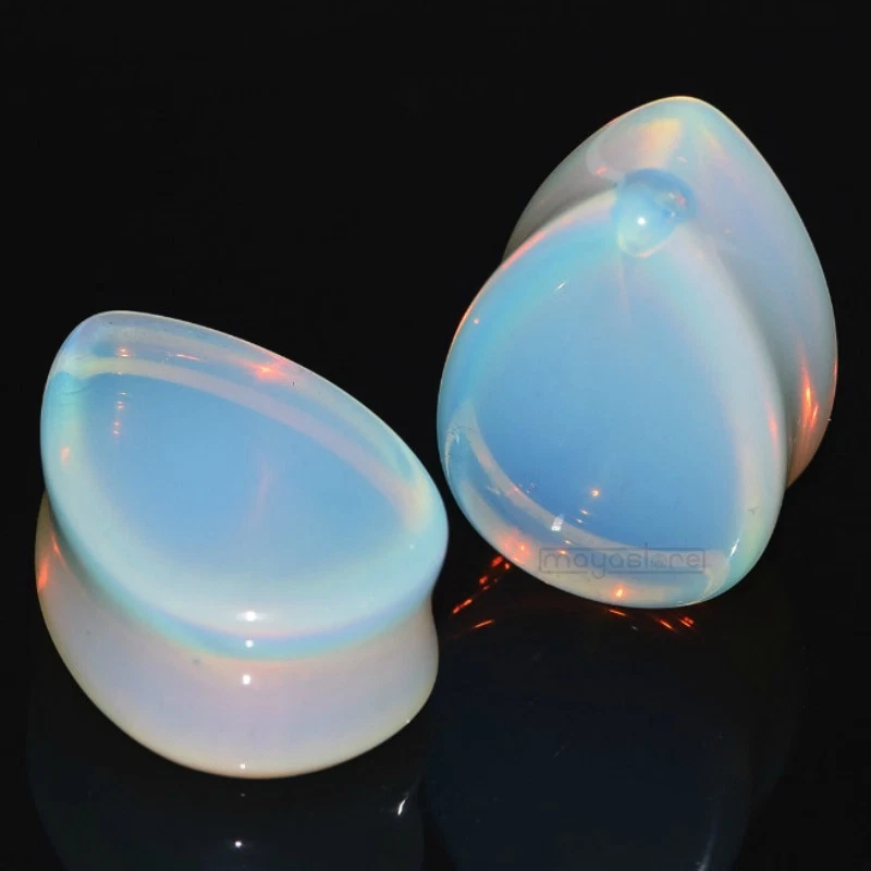 8MM-18MM STEIN OHR PLUG TROPFEN TEARDROP TUNNEL OHRSTECKER STONE OPALITH OPALIT - Bild 1 von 1