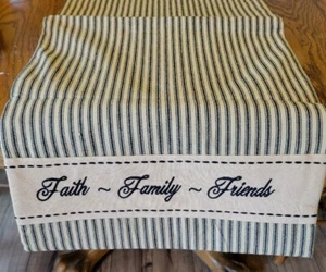 NEW Black Tan Striped Table Runner 14"x35" Country Farmhouse Rustic Primitive  - Picture 1 of 5