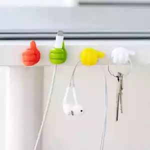 5/10/20Pc Silicone Thumb Wall Hooks – Cable Clips, Wire Organizer, Adhesive Desk - Picture 1 of 13