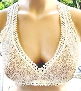 Victorias Secret Rare Vintage Sleep 😴 bra bralette L lined ivory plunge Racer - Picture 1 of 4
