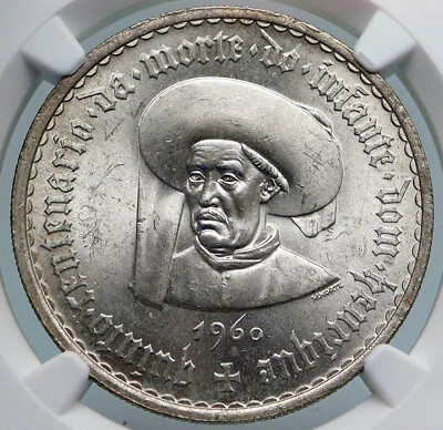 1960 PORTUGAL Prince Henry Navigator Antique Silver 20 Escudos Coin NGC i89327 - Image 1 of 4