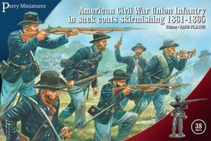 Perry Miniatures American Civil War Union fanteria in cappotti sacco schermaglia ACW - Foto 1 di 3