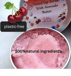 Cherry Lip Scrub – Natural Exfoliator with Avocado Butter | 20g UK Plastic-Free - Picture 1 of 24