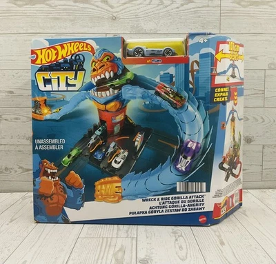 Hot Wheels City Toy Car Track Set, Gorilla Grapple Juego con Escala 1:64 Foto 1 de 4