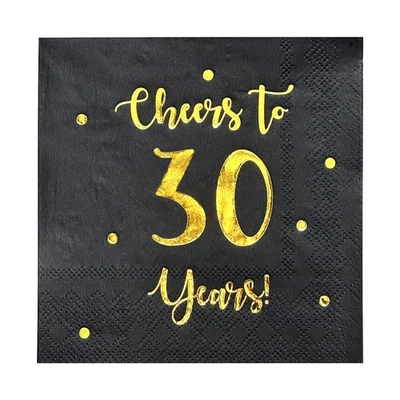 Коктейльные салфетки Cheers to 30 Years | Украшения для мужчин на день рождения Happy 30... - Изображение 1 из 4