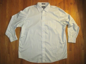 Stafford Performance Traveler Blue/Green Stripe Dress Shirt 2XL 18-34/35 New - Picture 1 of 9
