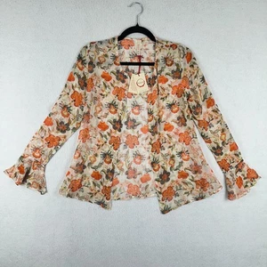 Anthropologie Raga Blouse Womens XS Iridescent Gold Metallic Festival Sheer NWT - Picture 1 of 11