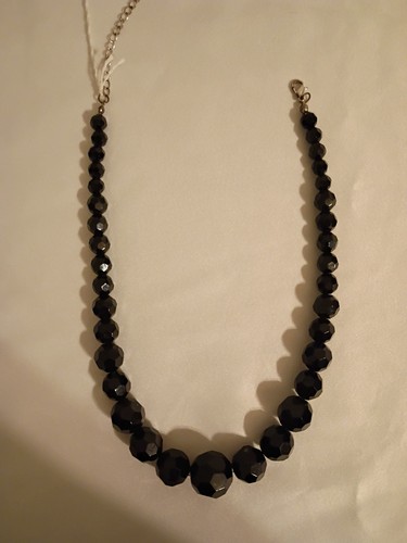 VETEMENTS Collana Perline Nere Vintage Lunghezza Regolabile Con Perline Sfaccettate Laurea Anni 80