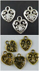 100pcs Tibetan Silver/Gold Color Heart Charms 15.5x13mm 445