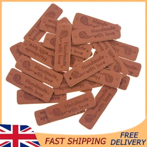 24Pcs Handmade Label Labels DIY Leather Tags Handmade with Love Labels Sewing UK - Picture 1 of 9