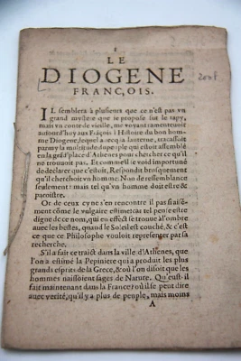 Pamphlet anonyme de 1615 : Le Diogène françois - Photo 1/3