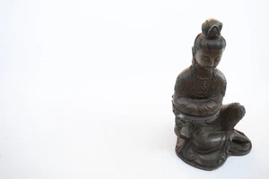 Estatua de Bronce Bodhisattva Budista Guanyin (S6L/JSF6) Firmada 11" Alto China - Imagen 1 de 13