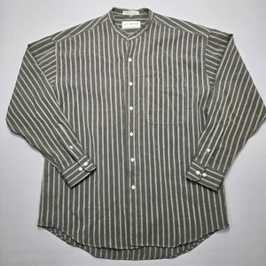 Leo Chevalier Striped Band Collar Casual Dress Shirt Mens L/G - Bild 1 von 5