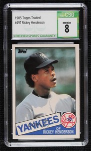 1985 Topps Traded Rickey Henderson #49T CSG 8 HOF