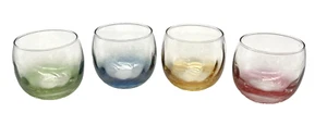 4 VTG 60's Libbey Pink Blue Yellow Green Pastel ROLY POLY Juice Cocktail Glasses - Picture 1 of 11