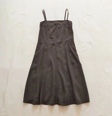 Theory brown linen summer dress Pockets Knee length Narrow shoulder straps 6/8 - Image 1 of 4