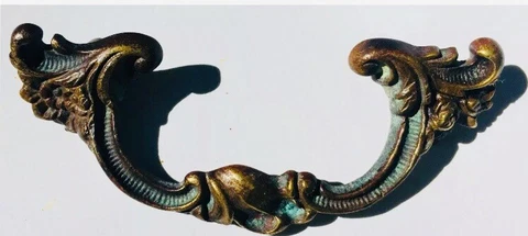 RARE…SOLID BRASS Antique Hardware French Provincial Drawer Pull 2 1/2”center Cover