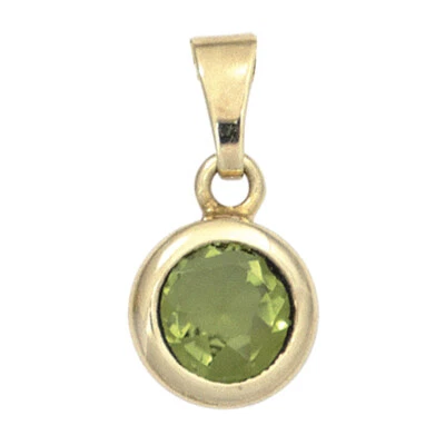 JOBO Anhänger rund 585 Gold Gelbgold 1 Peridot grün Peridotanhänger - Bild 1 von 3