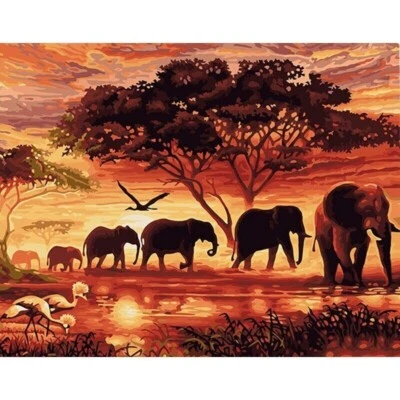 Paint By Numbers Adults kids Sunset Animals DIY Painting Kit 40x50CM Canvas - image 1 of 4