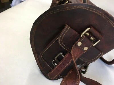 Maletín mensajero de cuero vintage real de 17" X 10" marrón Foto 1 de 4