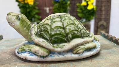 Antique Old Hand Carved Marble Stone Home Decorative Tortoise Statue Figurine - Image 1 of 4