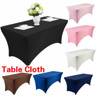 Banquet Wedding Spandex Stretchy Fitted Table Cover Cloth Tablecloth 4/6FT - Image 1 of 4