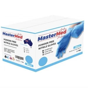 1 Carton/ 1000pcs Mastermed X-Large Blue Nitrile Gloves - Powder/Latex Free - Picture 1 of 7