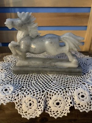 Vintage Carved Soapstone Horse Sculpture Gorgeous Lots Of Gray In This One! - Image 1 of 3