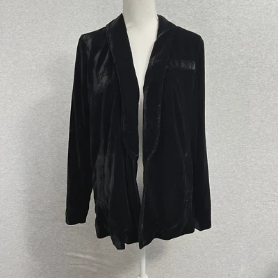 Chaqueta de Terciopelo Free People Mujer Pequeña Negra Abierta Gótica Boho Oscura Academia Foto 1 de 4
