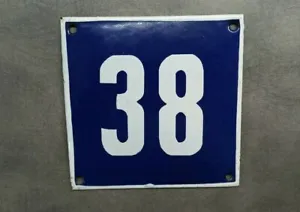 Vintage Enamel Sign Number 38 Blue House Door Street Plate Metal Porcelain Tin - Picture 1 of 2