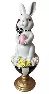 Tophat & Tail Easter Bunny Rabbit Mackenzie Childs Dupe Check Stripe Black 15" - Picture 1 of 7