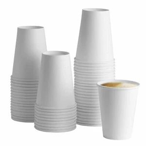 4/8/12/16/oz Paper Cups Disposable White Cups For Hot And Cold Drinks With Lids - Picture 1 of 4
