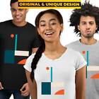 Basic Shapes Art Print T-Shirt Abstract Design Short Sleeve Round Neck Funny