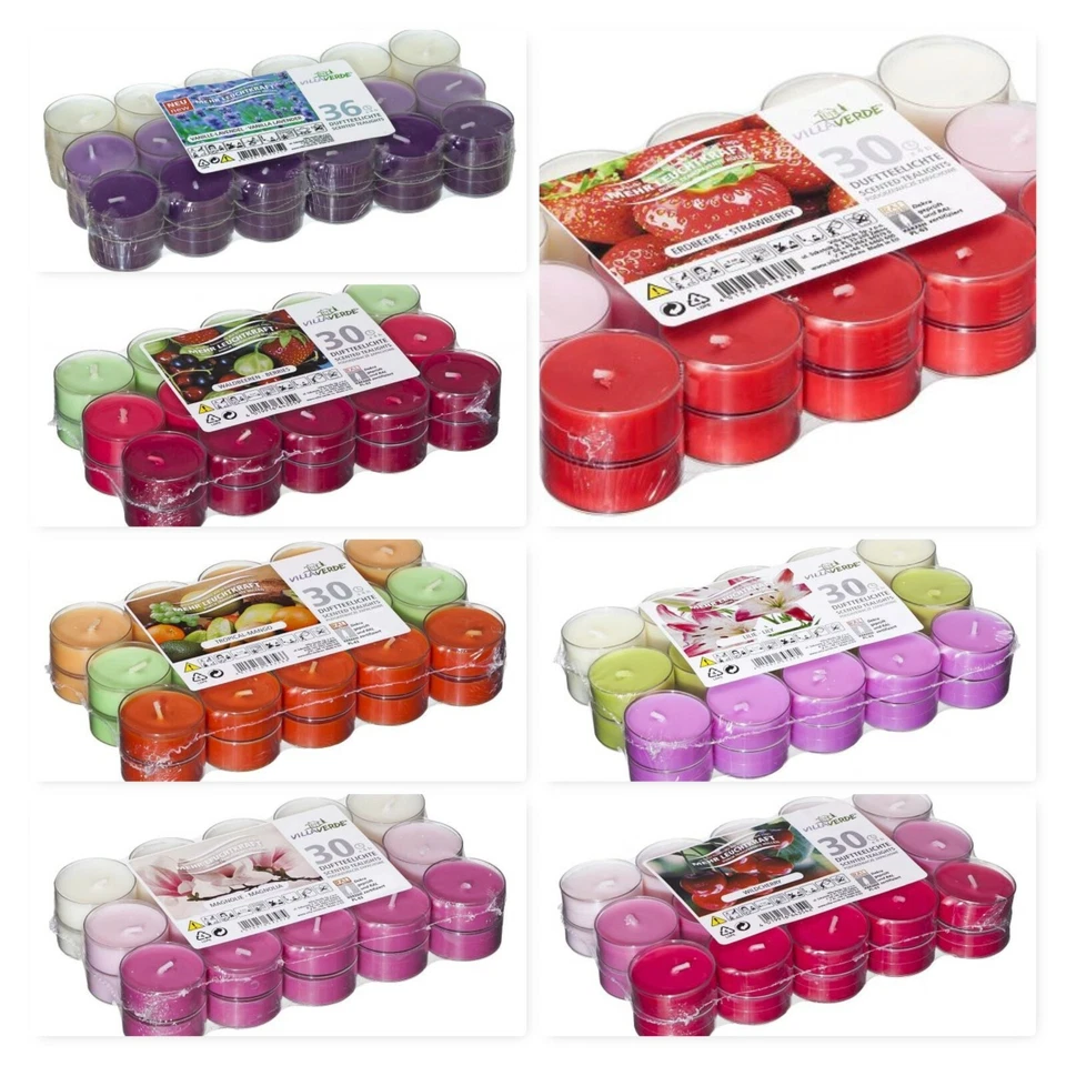 Duft Teelichter im 24-er  oder  30-er  Pack Teelicht Kerzen transparente Hülle  - Bild 1 von 2