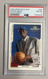 2000 Upper Deck MVP Darius Miles #202 RC, Gold Script 012/100, PSA 8, POP 3 - Bild 1 von 2