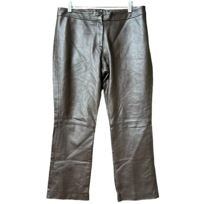 Pantalones para mujer VS2 By Vakko marrón 100 % cuero de cordero talla 10 Foto 1 de 4