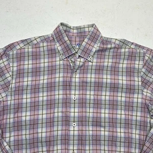 ALAN FLUSSER Shirt Men's Medium Long Sleeve Button Down Colorful Plaid Cotton - Picture 1 of 14