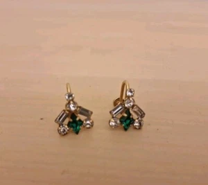 Vintage De Curtis 12K Gold Filled Rhinestone Screw On earrings - Picture 1 of 7