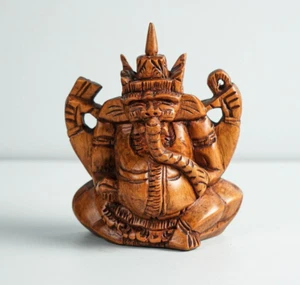 Statua Ganesha in legno, divinità indù, scultura spirituale, decorazione in legno, regalo fortunato - Foto 1 di 12