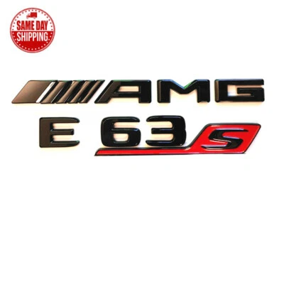 For 2017-23 E63 S AMG Letter Emblem Trunk Nameplate Badge Decorate Gloss Black - Image 1 of 4