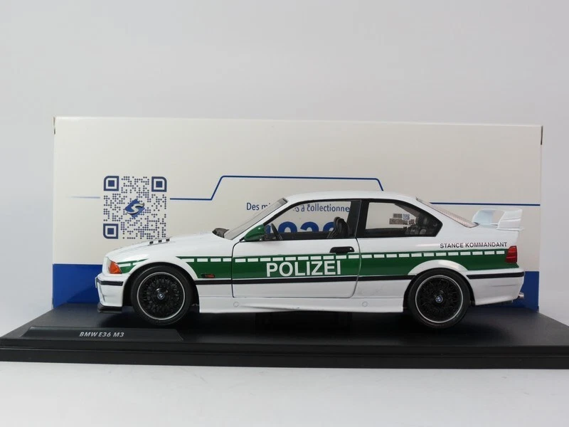 SOLIDO 1803915 BMW - 3-SERIES M3 (E36) COUPE POLIZEI 1991 - WHITE GREEN - 1/18