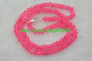 Natural 2x4mm Dark Pink Quartz Faceted Rondelle Genstones Beads Necklace 20"AAA+ - Picture 1 of 4