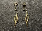 9ct YELLOW GOLD Textured Drop Earrings 