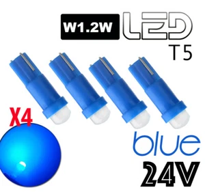 4 Bombillas LED T5 w1.2w Azul 24V Iluminación Camión Para Man Renault Volvo - Picture 1 of 1