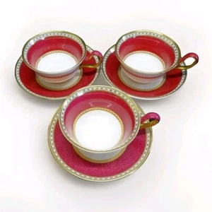 Wedgwood England Ulander Ruby 3 Cups & -Bone China W1813 Great Condition - Picture 1 of 14